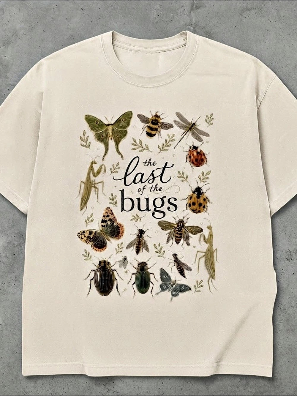 Gildan Heavy Cotton 5000 Bug Graphic T-Shirt Cream